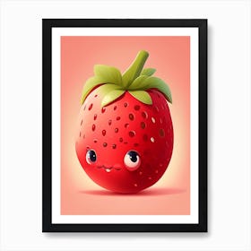 Strawberry Cartoon, Kids, Comic Art Print