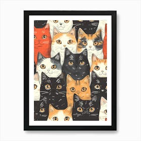 Perfectly Repeatable Artwork With Cute Cat Faces 43 Art Print