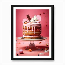 Pink Cake With Icing sweet food Art Print