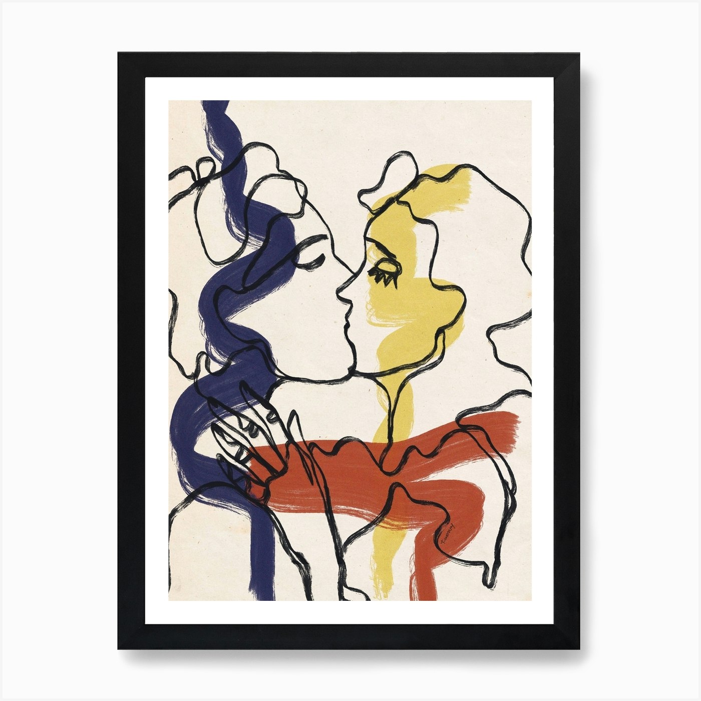 Abstract Kiss Art Print by Kuralay Kin Fy