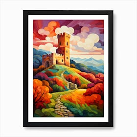 "Regal Ascent: Castle Perched on the Hill" Art Print