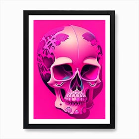 Skull With Surrealistic Elements 2 Pink Pop Art Art Print