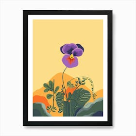 Boho Wildflower Painting Yellow Violet Art Print