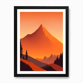 Misty Mountains Vertical Composition In Orange Tone 282 Art Print