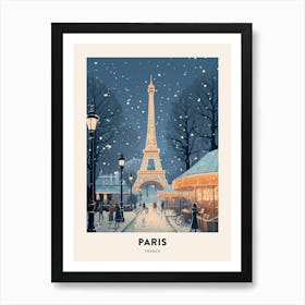 Winter Night  Travel Poster Paris France 3 Art Print