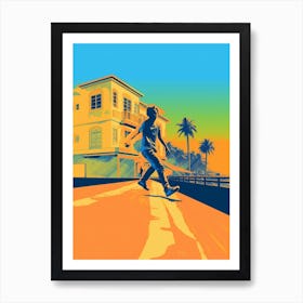 Skateboarding In Rio De Janeiro, Brazil Drawing 3 Art Print