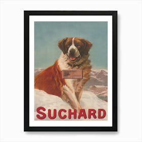 St Bernard Dog Vintage Poster Art Print