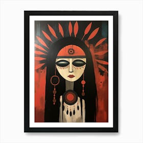 Bohemian Totem Spirit, Boho Art Style Art Print