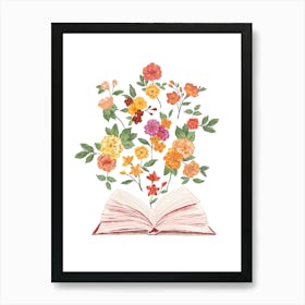 Open Book With Flowers Art Print