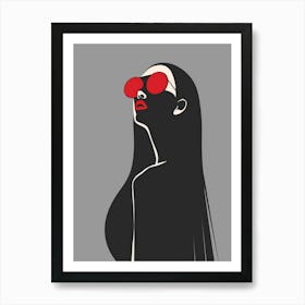 Woman With Red Sunglasses Art Print