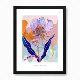 Colourful Flower Illustration Poster Globe Amaranth 4 Art Print