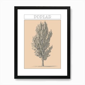 Poplar Tree Minimalistic Drawing 2 Poster Art Print