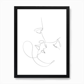 Couple Kissing One line drawing Art Print