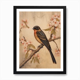 Dark And Moody Botanical Barn Swallow 1 Art Print