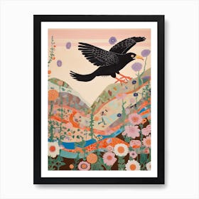 Maximalist Bird Painting Raven 2 Art Print