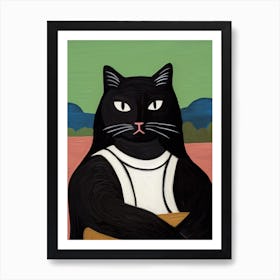 La Mona Lisa, Black Cat, Gioconda Leonardo Da Vinci 2 Art Print