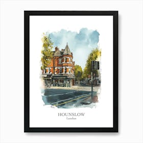 Hounslow London Borough   Street Watercolour 3 Poster Art Print