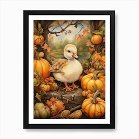 Autumnal Duckling 2 Art Print