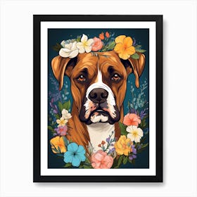 Boxer Portrait With A Flower Crown, Matisse Painting Style 3 Art Print