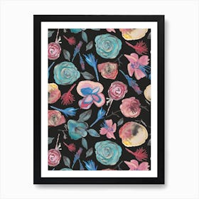 Expressive Inky Florals  Art Print