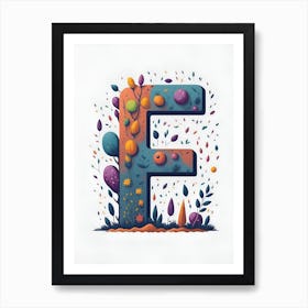 Colorful Letter F Illustration 34 Art Print