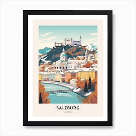 Vintage Winter Travel Poster Salzburg Austria 2 Art Print