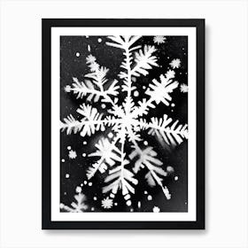 Needle, Snowflakes, Black & White 4 Art Print