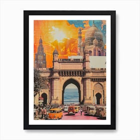 Mumbai   Retro Collage Style 1 Art Print