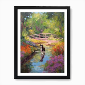 A Painting Of A Dog In Brooklyn Botanic Garden, Usa In The Style Of Impressionism 01 Art Print