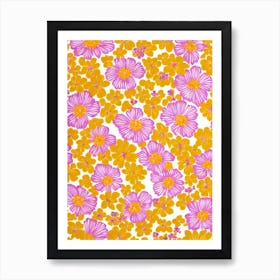 Lavender Floral Print Warm Tones2 Flower Art Print