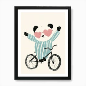 Cute Kids Panda on a bycicle Art Print