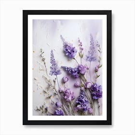 Lavender Flowers On A White Background Art Print