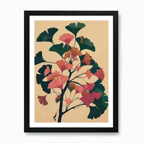 Ginkgo Tree Colourful Illustration 3 Art Print