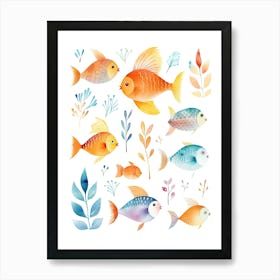 Fish Watercolour In Autumn Colours 0 Art Print