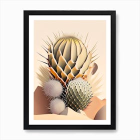 Stenocactus Cactus Neutral Abstract 1 Art Print