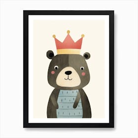 Little Black Bear 6 Wearing A Crown Art Print