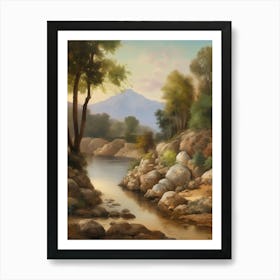 Forest Lake,Vintage Oil Painting,Farm Wall Decorations,Vintage Landscape,Vintage Landscape Oil Painting.22 Art Print