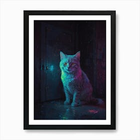 Cat In The Dark 3 Art Print