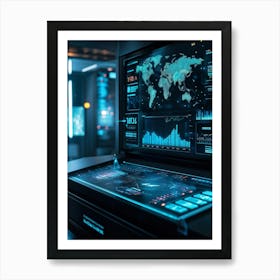 Advanced Digital Interface Showcasing Scientific Data Analysis Powered By Artificial Intelligence N Art Print