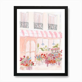 Pink Paris Flower Shop Art Print