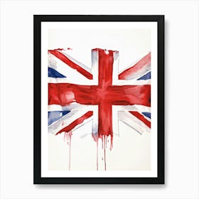 An Authoritative Watercolor Render Of The Distinguished United Kingdom Flag With Its Deep Red Cross (6) Art Print