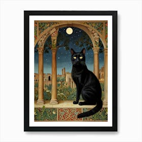 William Morris Cat In The Moonlight 6 Art Print