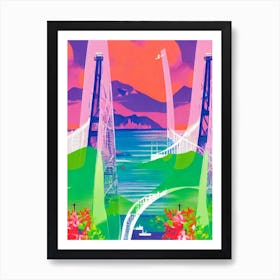 Rio De Janeiro Harbour Brazil Retro Risograph Print harbour Art Print