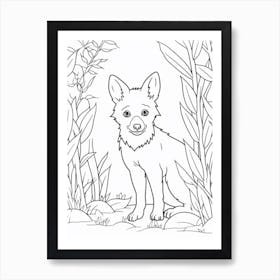 Line Art Jungle Animal Dhole 1 Art Print