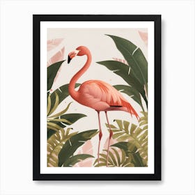 Chilean Flamingo Bird Of Paradise Minimalist Illustration 3 Art Print