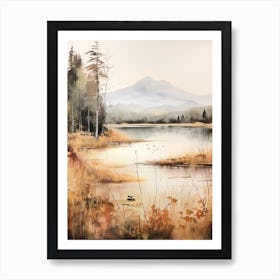 Lake In The Woods In Autumn, Painting 2 Art Print