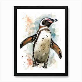 Humboldt Penguin Santiago Island Watercolour Painting 4 Art Print