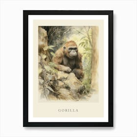 Beatrix Potter Inspired  Animal Watercolour Gorilla 1 Art Print