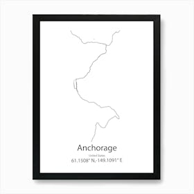 Anchorage,United States Minimalist Map Art Print