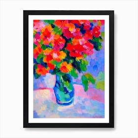 Cherry Blossom Floral Abstract Block Colour Flower Art Print